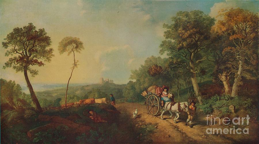 Landscape With Market Cart 18th Century Drawing by Print Collector