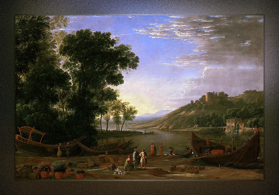 Landscape with Merchants by Claude Lorrain Painting by Rolando Burbon