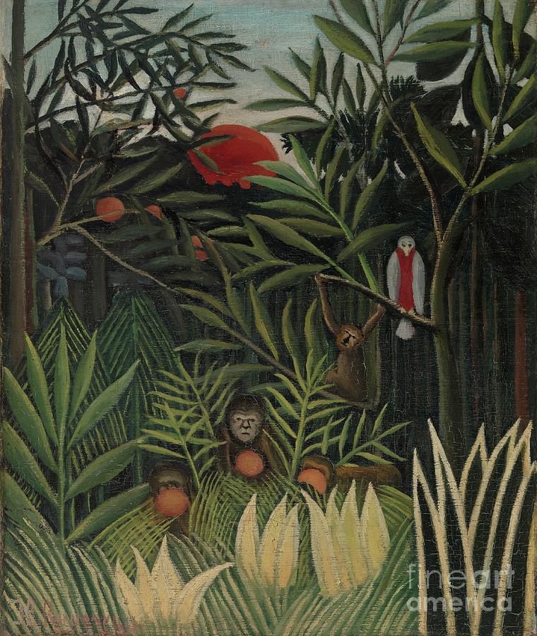 Landscape With Monkeys Painting by Henri J.f. Rousseau