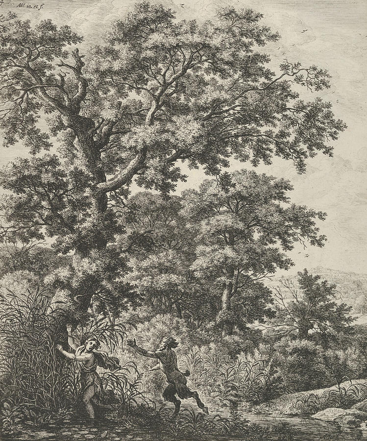 Landscape with Pan and Syrinx, from the Series of Six Mythological Scenes  Relief by Antonie Waterloo
