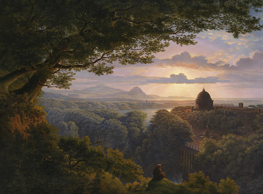 Landscape with Pilgrim Painting by Karl Friedrich Schinkel