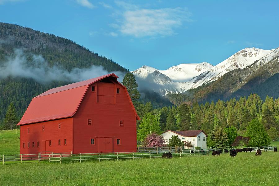 Landscape With Red Barn Digital Art by Heeb Photos