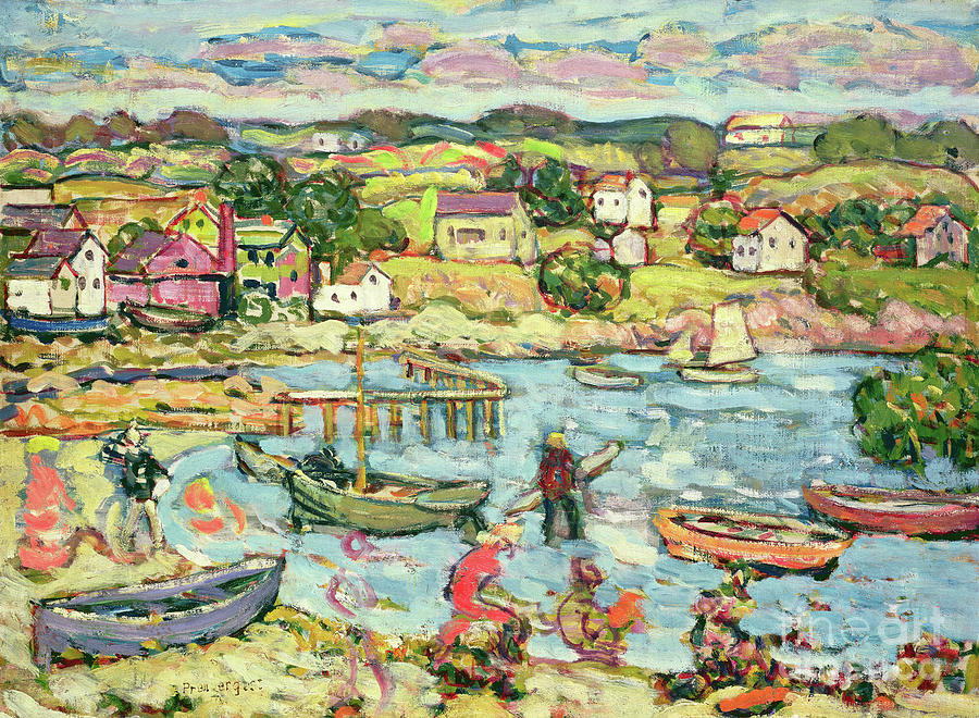Landscape with Rowboats Painting by Maurice Prendergast