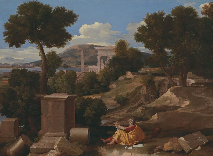 Landscape with Saint John on Patmos, 1640 Painting by Nicolas Poussin