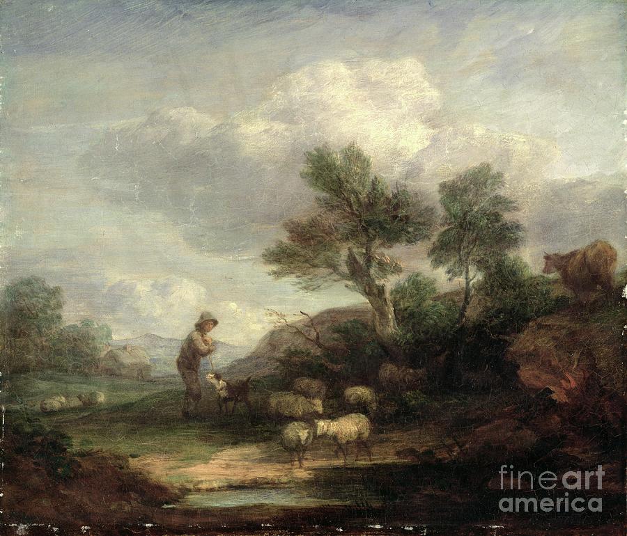 Landscape With Sheep Photograph by Thomas Gainsborough