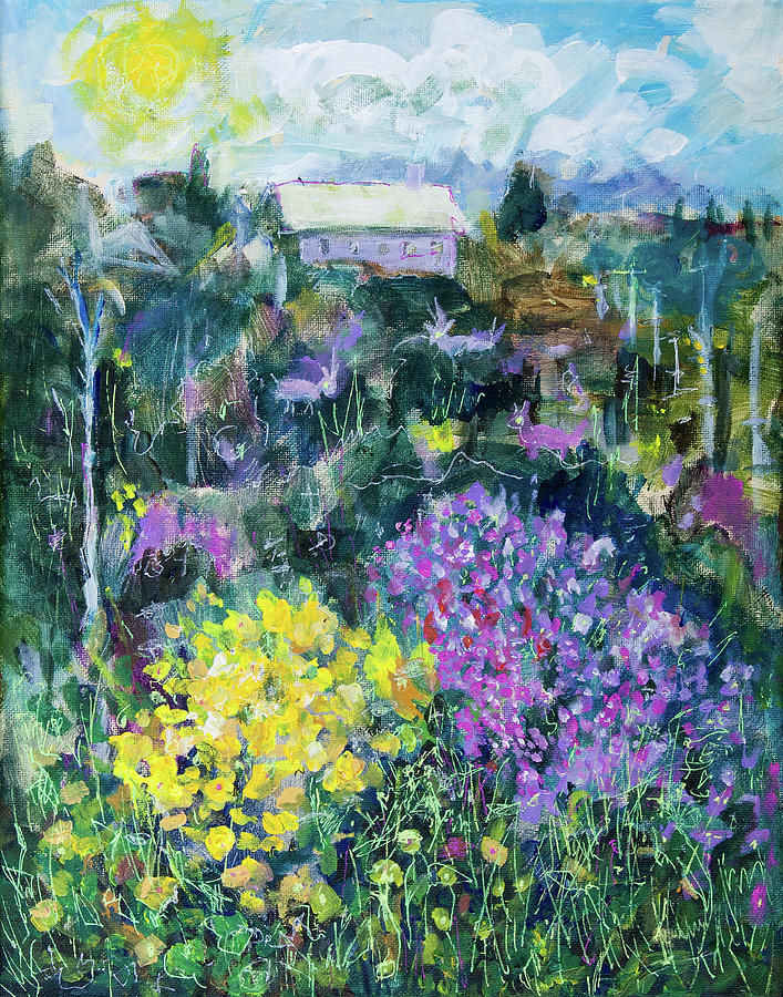 Landscape with Spring flowers Painting by Maxim Komissarchik