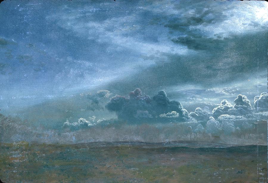 Albert Bierstadt  Painting - Landscape With Stormy Clouds by Albert Bierstadt
