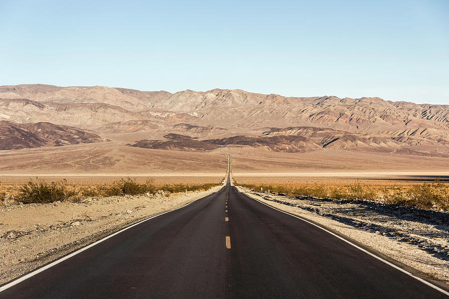 Death Valley National Park Digital Art - Landscape With Straight Road In Death Valley National Park, California, Usa by Manuel Sulzer