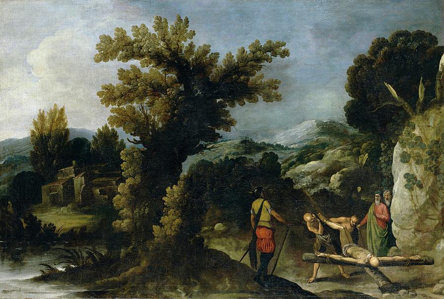 Landscape with the Crucifixion of Saint Peter, First half 17th century, S... Painting by Francisco Collantes -1599-1656-