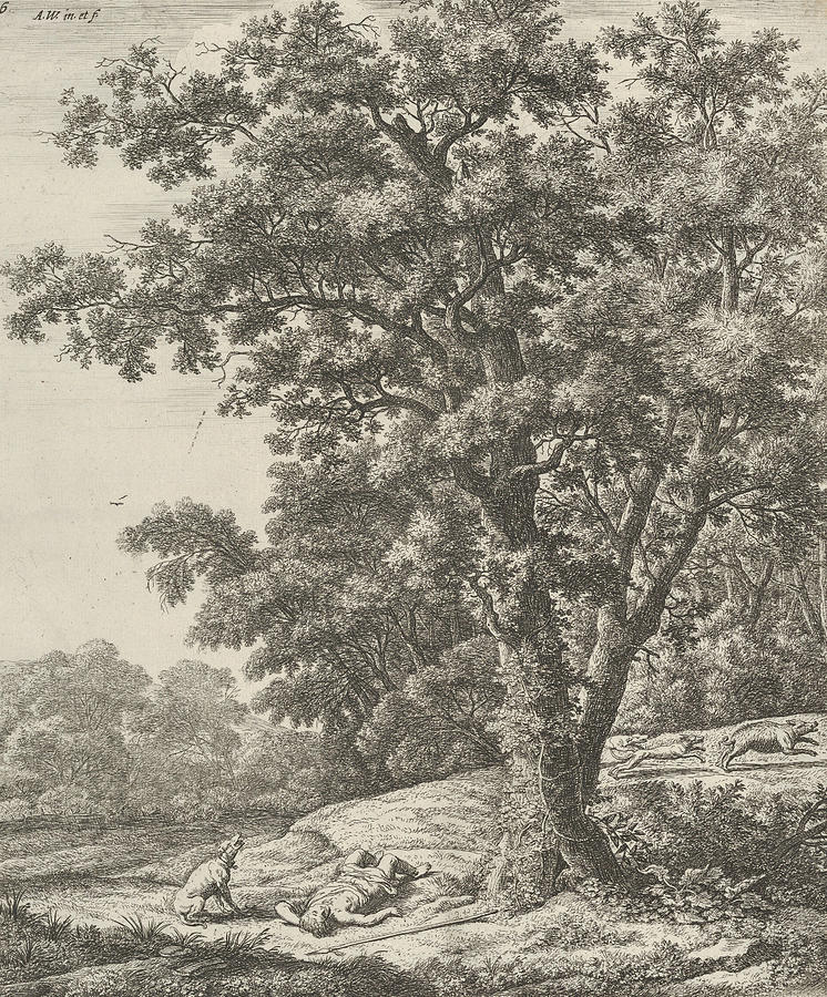 Landscape with the Death of Adonis, from the Series of Six Mythological Scenes Relief by Antonie Waterloo