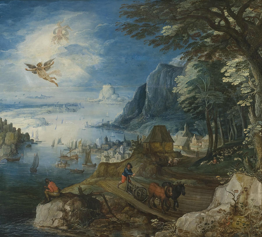 Landscape with the Fall of Icarus Painting by Joos de Momper