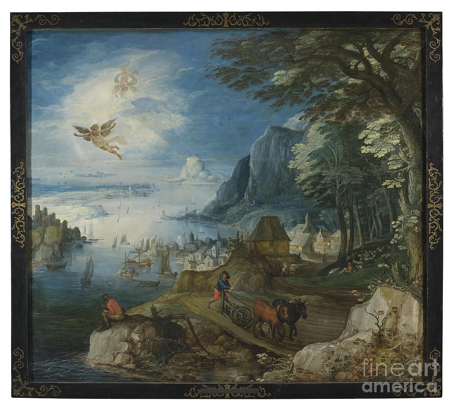Landscape With The Fall Of Icarus Painting by Joos Or Josse De Momper