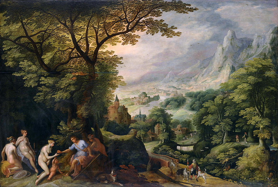 Landscape with the Judgement of Paris Painting by Gillis van Coninxloo