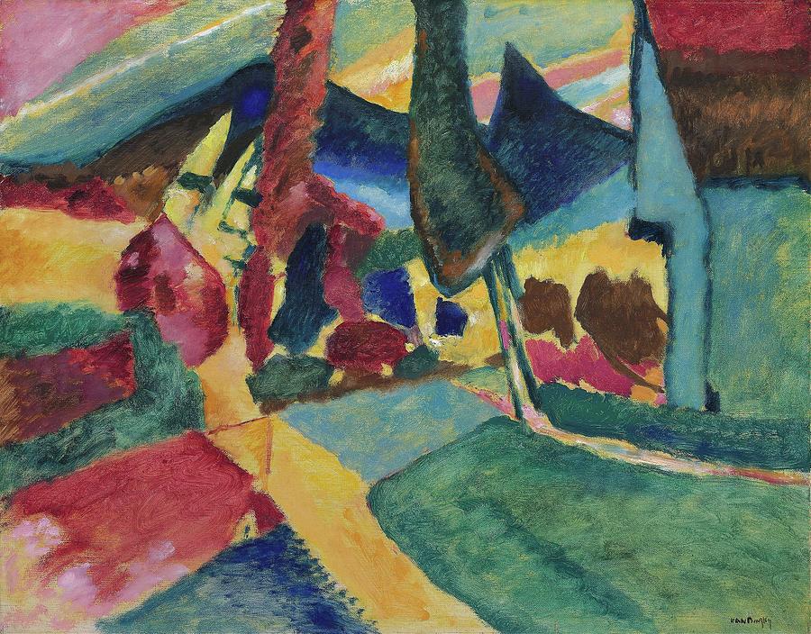 Wassily Kandinsky Painting - Landscape With Two Poplars by Wassily Kandinsky
