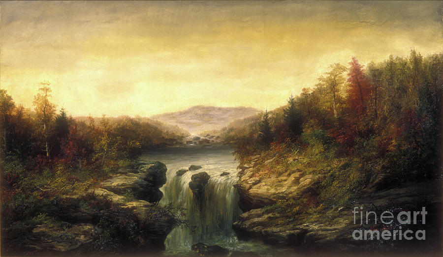 Landscape with Waterfall by William Charles Anthony Frerichs Painting by William Charles Anthony Frerichs
