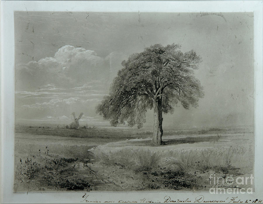Landscape With Windmill. Artist Drawing by Heritage Images