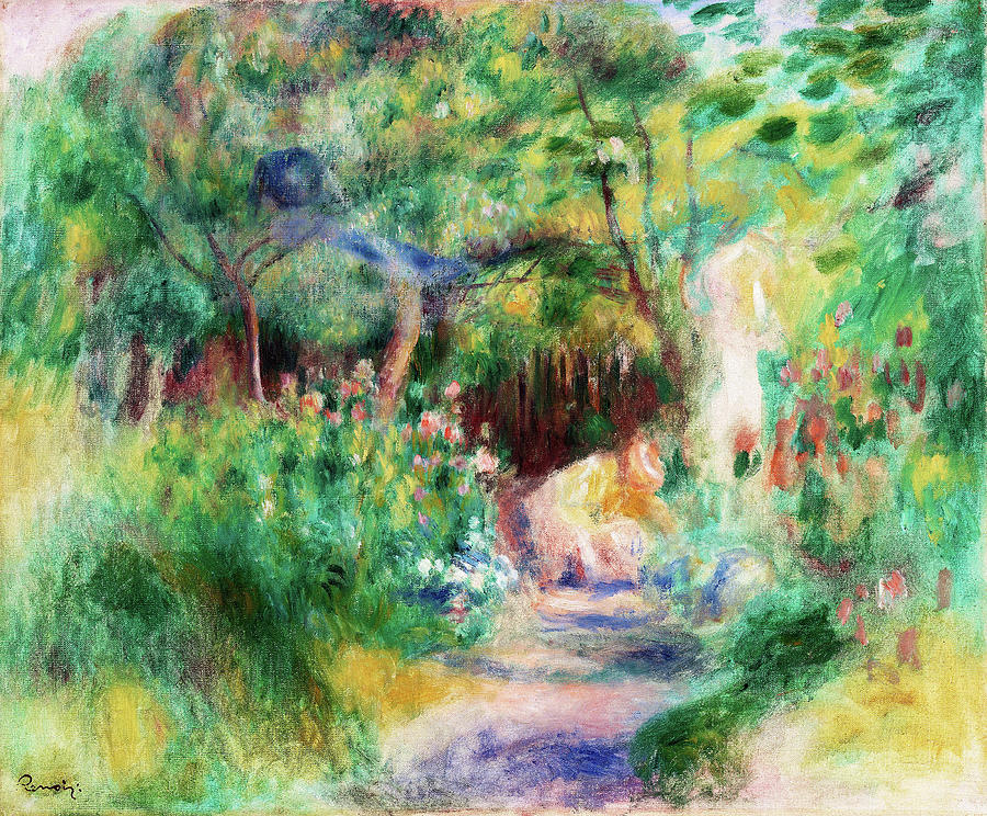 Abstract Painting - Landscape with Woman Gardening - Digital Remastered Edition by Pierre-Auguste Renoir