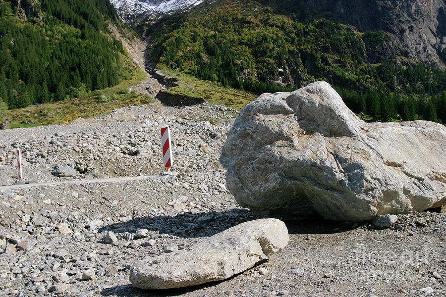 Geographical Photograph - Landslide Blocking A Swiss Road by Michael Szoenyi/science Photo Library