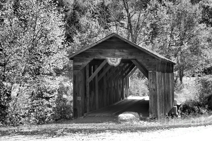 Langdon New Hampshire Covered Bridge Black And White Photograph by Adam Jewell