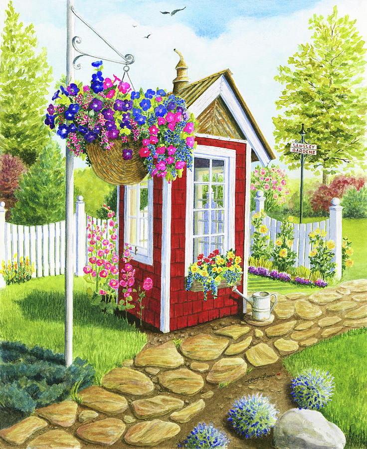 Independence Day Painting - Langley Garden Shed by Mary Irwin