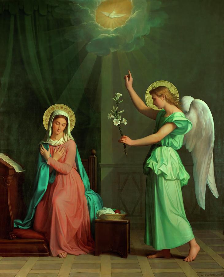 LAnnonciation-The Annunciation,1859 Canvas. Painting by Pierre-Auguste Pichon