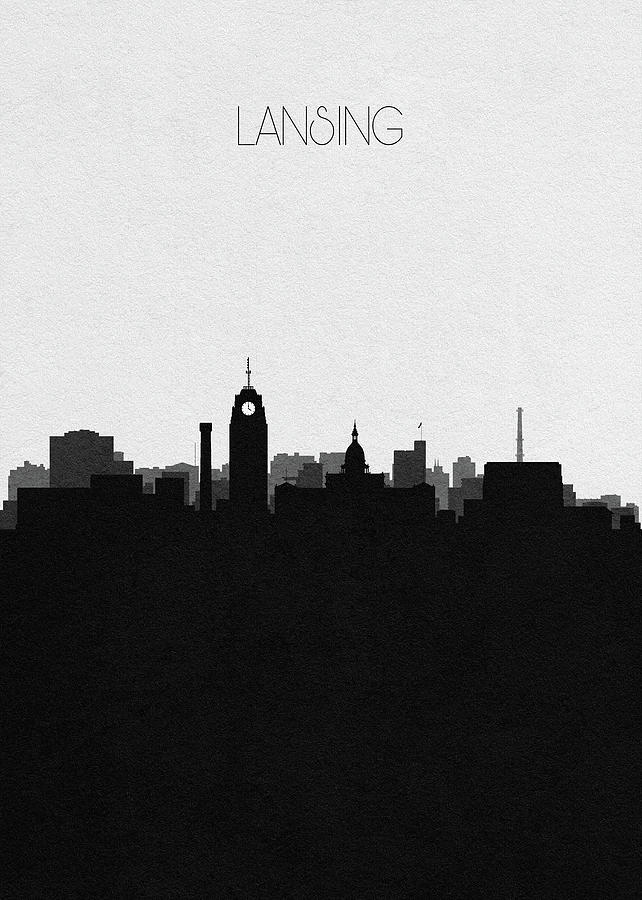 Lansing Cityscape Art Drawing by Inspirowl Design