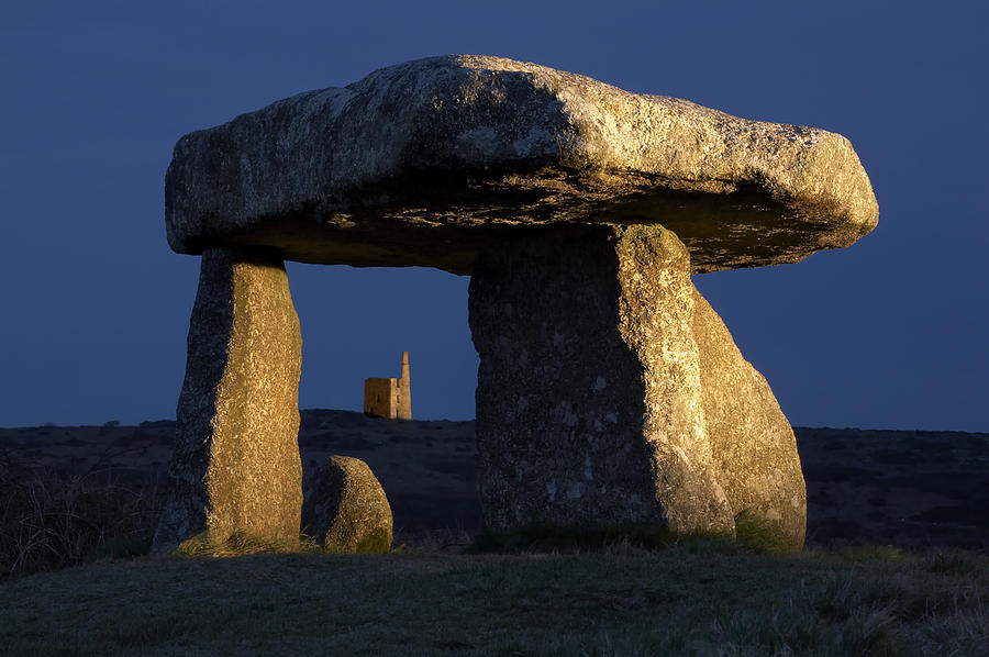 Lanyon Quoit And Tinmine Lit With Photograph by David Clapp