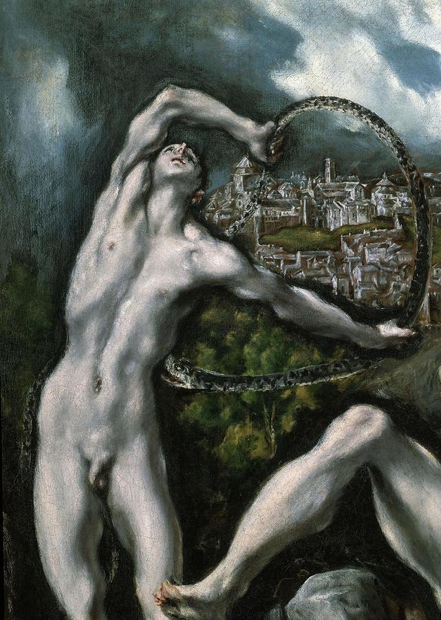 Laokoon and his Sons -detail-, 1610-1614, Oil on canvas. Painting by El Greco -1541-1614-