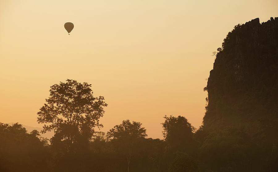 Laos, North Region, Hot Air Balloon Digital Art by Ben Pipe