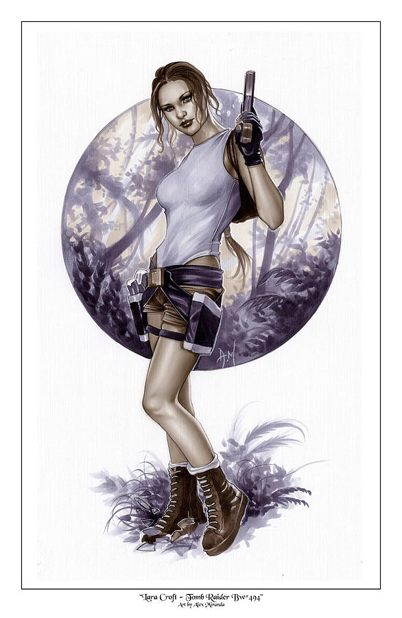 Lara Croft Tomb Raider Bw494 Mixed Media By Alex Miranda 