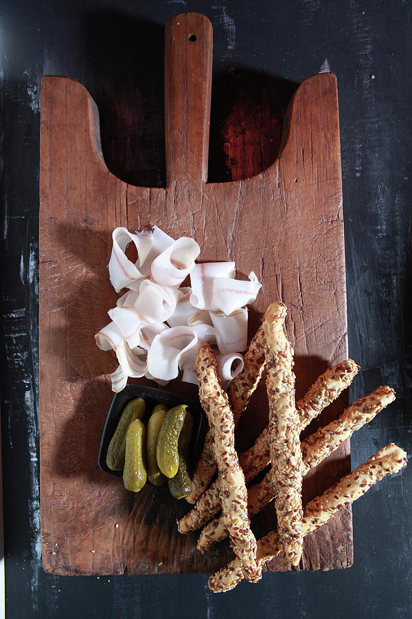 Lardo With Pickles And Breadsticks italy Photograph by Francine Reculez