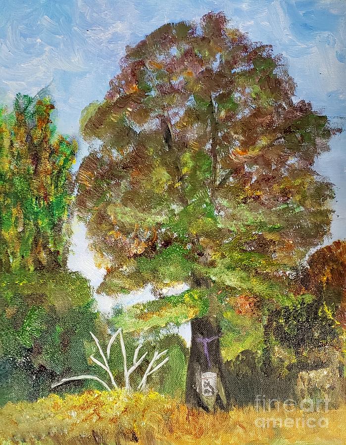 Large Ash Tree at Ash Appreciation Event Painting by Donna Walsh