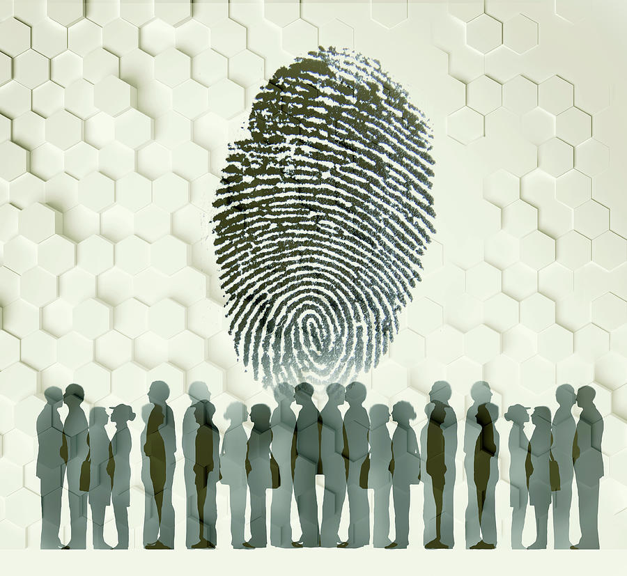 Large Fingerprint Above Group Of People Photograph by Ikon Images