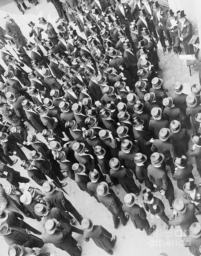 Large Group Of Men Wearing Top Hats by Bettmann