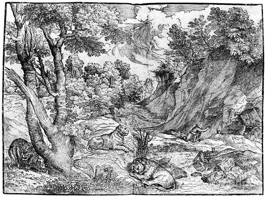 Large Landscape With St Jerome, 1937 Drawing by Print Collector