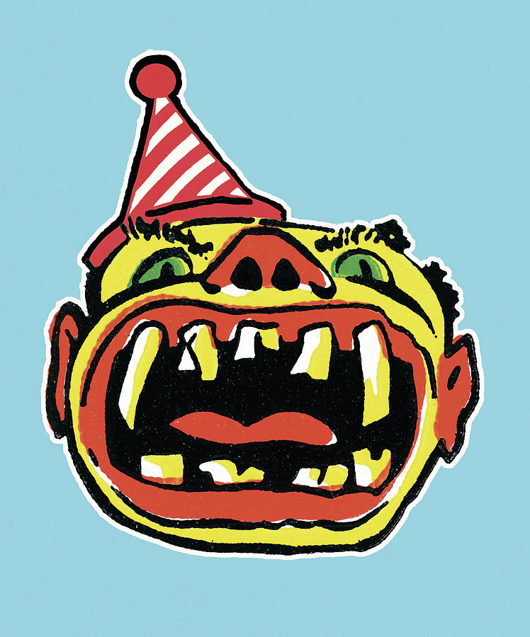 Halloween Drawing - Large Mouth Clown by CSA Images