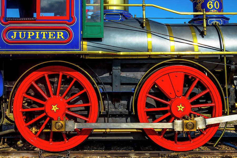 Large Red Train Wheels Photograph by Garry Gay