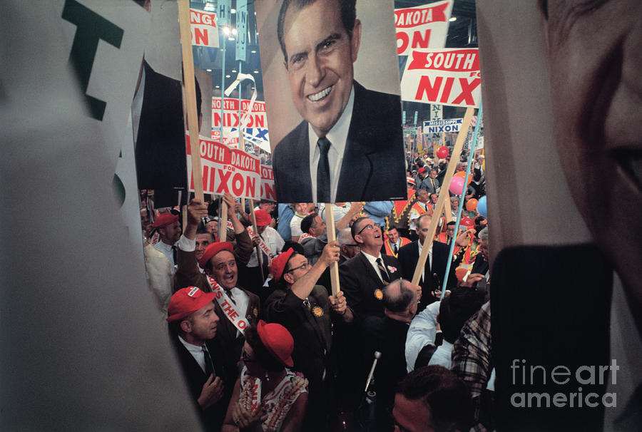 Large Richard Nixon Poster And Crowd Photograph by Bettmann