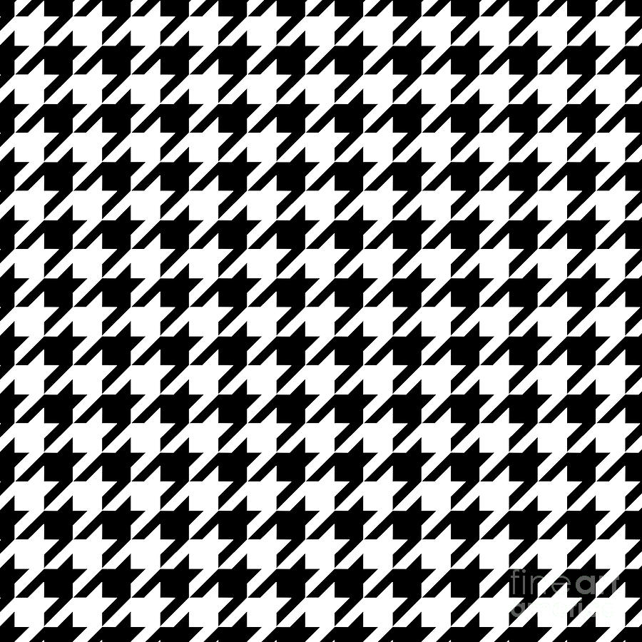 Abstract Digital Art - Large Traditional Black and White Houndstooth big geometric pattern by Tina Lavoie