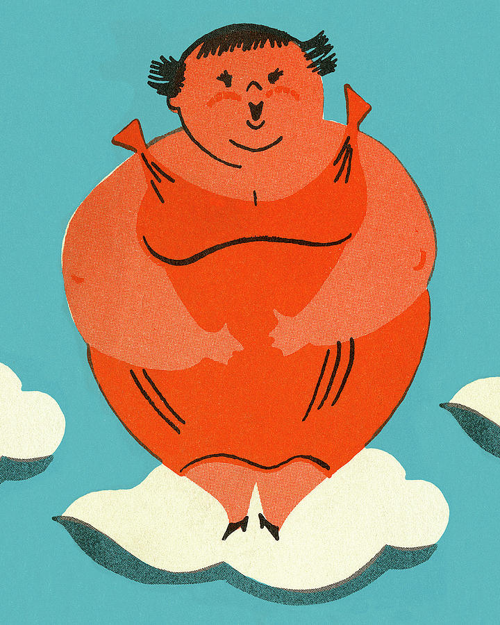 Music Drawing - Large Woman Standing on a Cloud by CSA Images