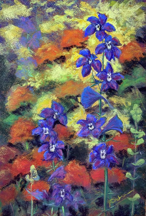 Larkspur Painting by Jan Chesler