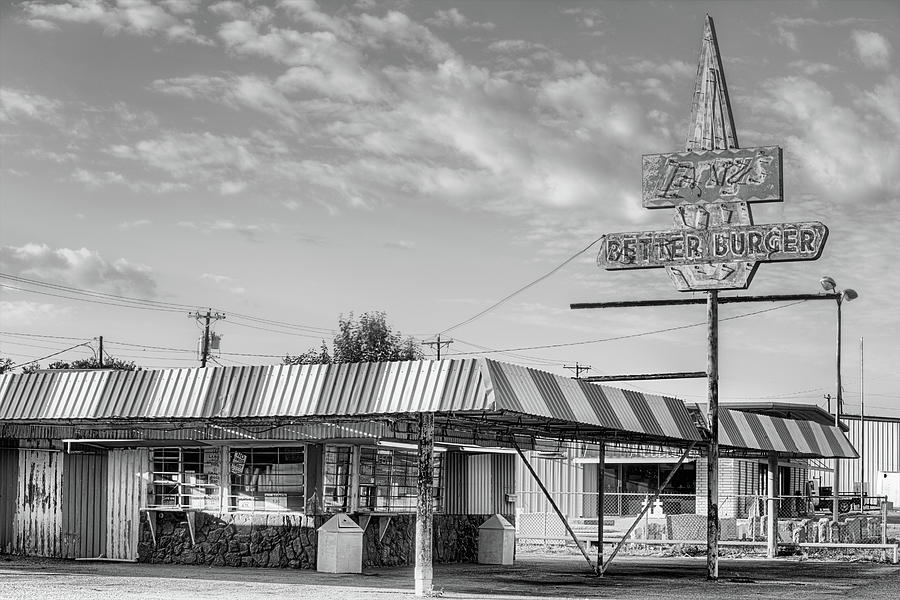 Larrys Better Burger Black and White Photograph by JC Findley