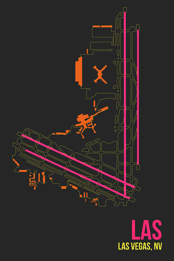 Typography Digital Art - Las Airport Layout by O8 Left