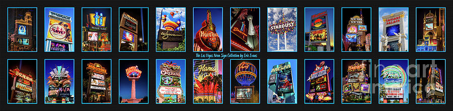 Las Vegas 24 Neon Signs Collection Wide Photograph by Aloha Art