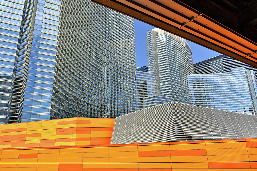 Las Vegas Architectural Lines Monorail View 01 Photograph by Thomas Woolworth