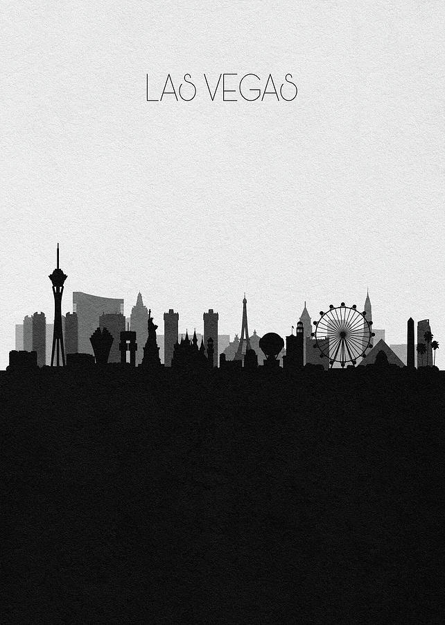 Wall Mural Las Vegas Nevada city skyline silhouette black