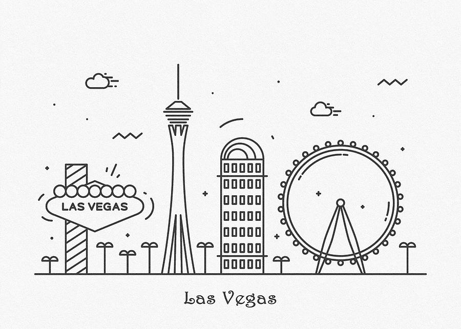 Memento Movie Drawing - Las Vegas Cityscape Travel Poster by Inspirowl Design