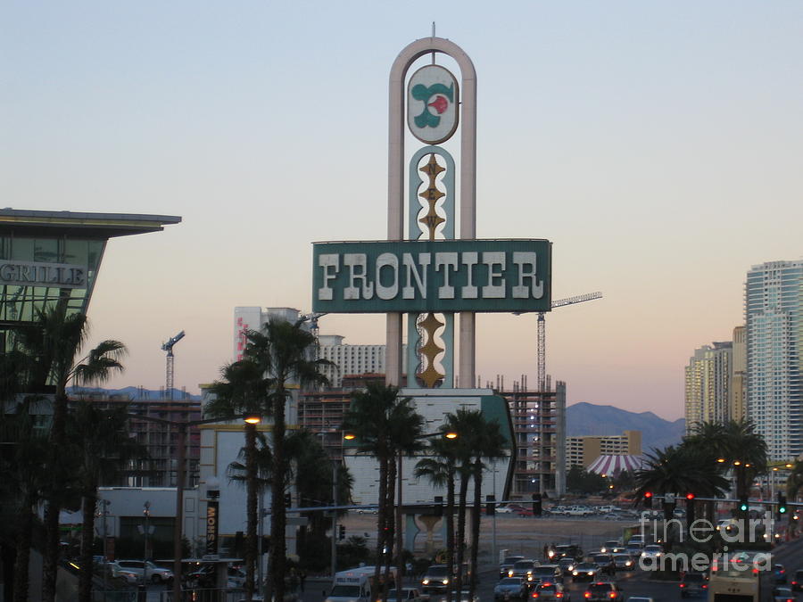 Las Vegas Frontier Hotel Day Time View Casino Buildings Hotels Street Cars Scene Las Vegas Blvd 2008 Photograph by John Shiron