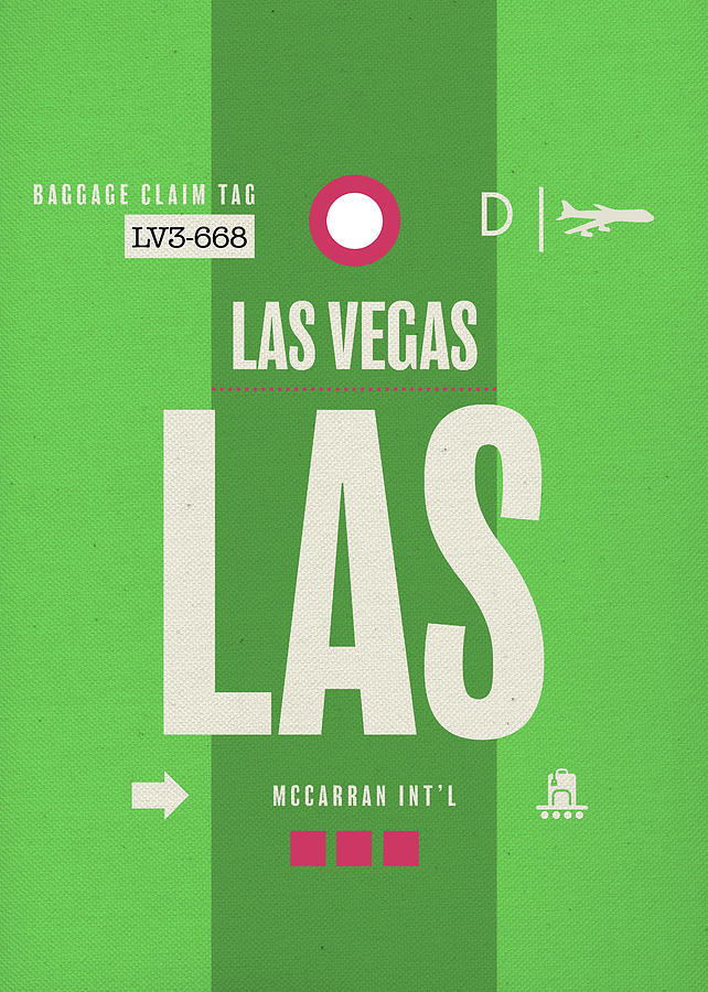 Las Vegas Mixed Media - Las Vegas LAS Nevada Airport Code Baggage Claim Luggage Tag Series by Design Turnpike
