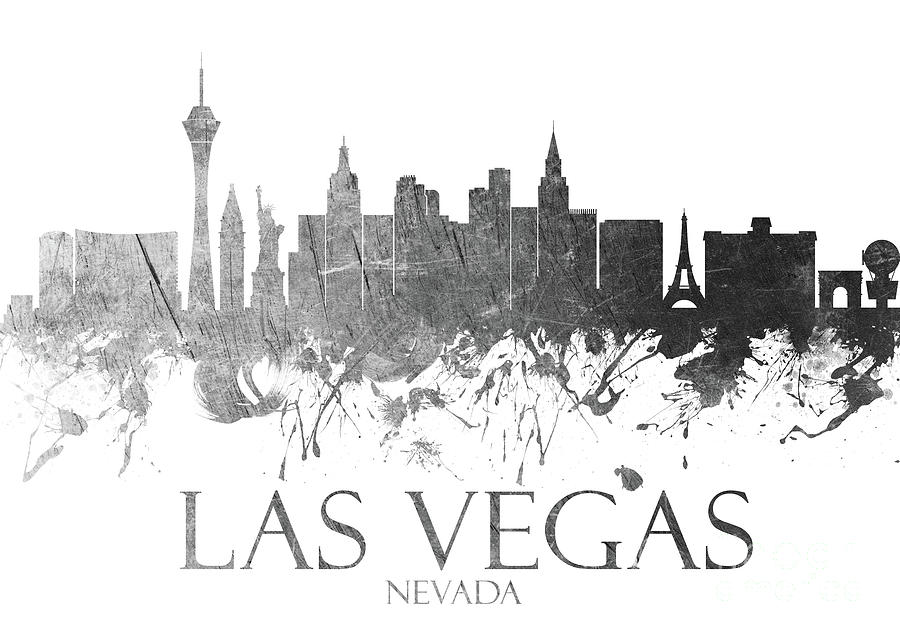 Wall Mural Las Vegas Nevada city skyline silhouette black